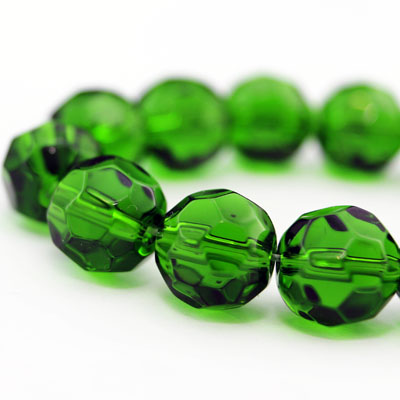 Стеклянные бусины в форме шара, граненные 8 мм, цвет Зеленый, 1 низка, УТ000007084