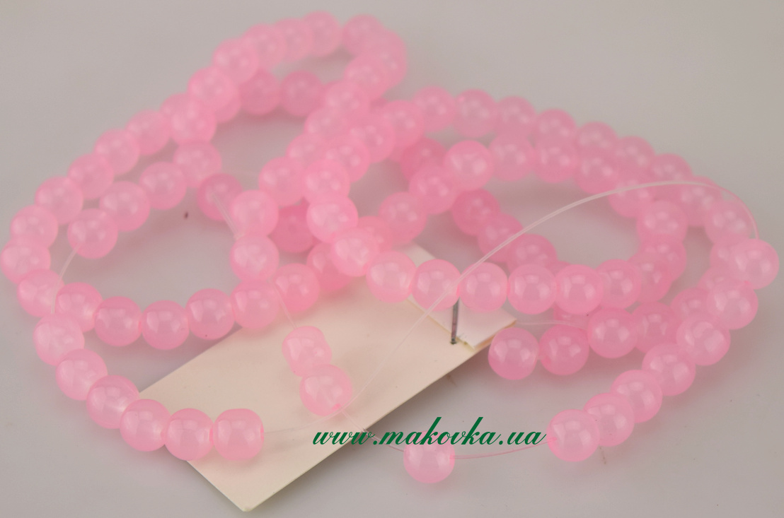 Стеклянные бусины в форме шара, Розовый, 1 низка УТ000007362