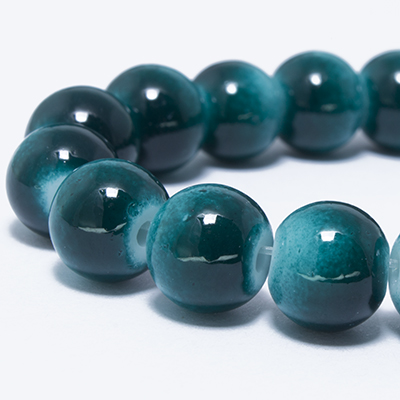 Стеклянные бусины в форме шара, Двухцветные Шар 6 мм,  Зелено-черный, 1 низка УТ0003015