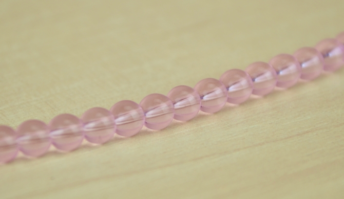 Стеклянные бусины в форме шара, 4 мм №01, розовые прозрачные, 1 низка