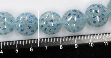 Бусина Millefiori круглая плоская голубая, 17 мм