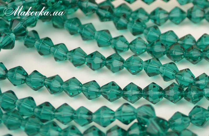 Хрустальные бусинки Биконус размер 6х6 мм, №443 emerald
