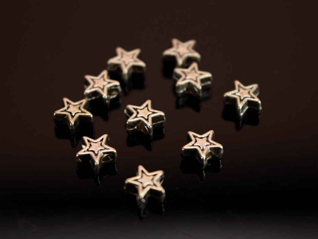 Металлические бусины Звезда 6 мм, Античное Серебро , 50 шт/уп