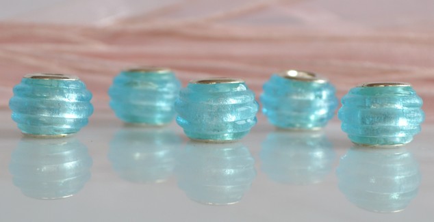 Бусина Пандора-стиля Lampwork №160 голубая серебро