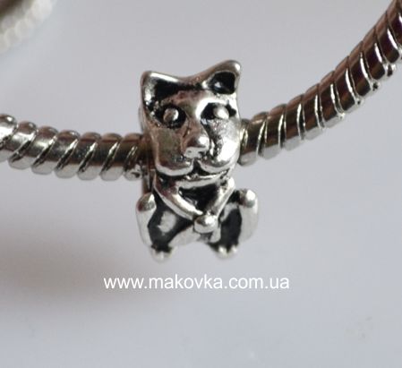 бусина пандора-стиль металлическая кот  (МФ-30)