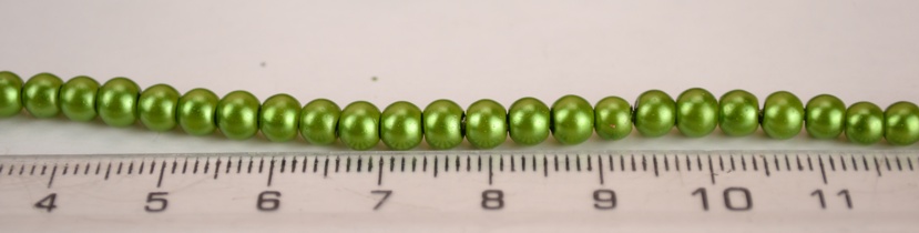 Жемчуг 4 мм, Зеленый светло-гороховый (light bean green) №33, низка