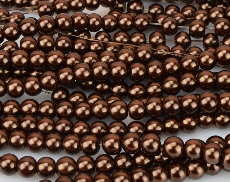 Жемчуг 6 мм, №60 brown ( коричневый темный) , низка