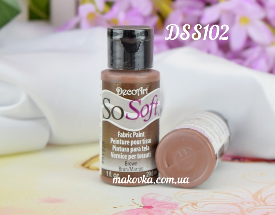 Краска акриловая для ткани, Коричневая SoSoft, 29мл, DecoArt DSS102