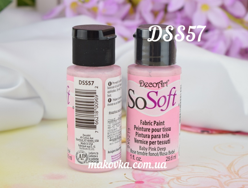 Краска акриловая для ткани, Розовая SoSoft, 29мл, DecoArt DSS57