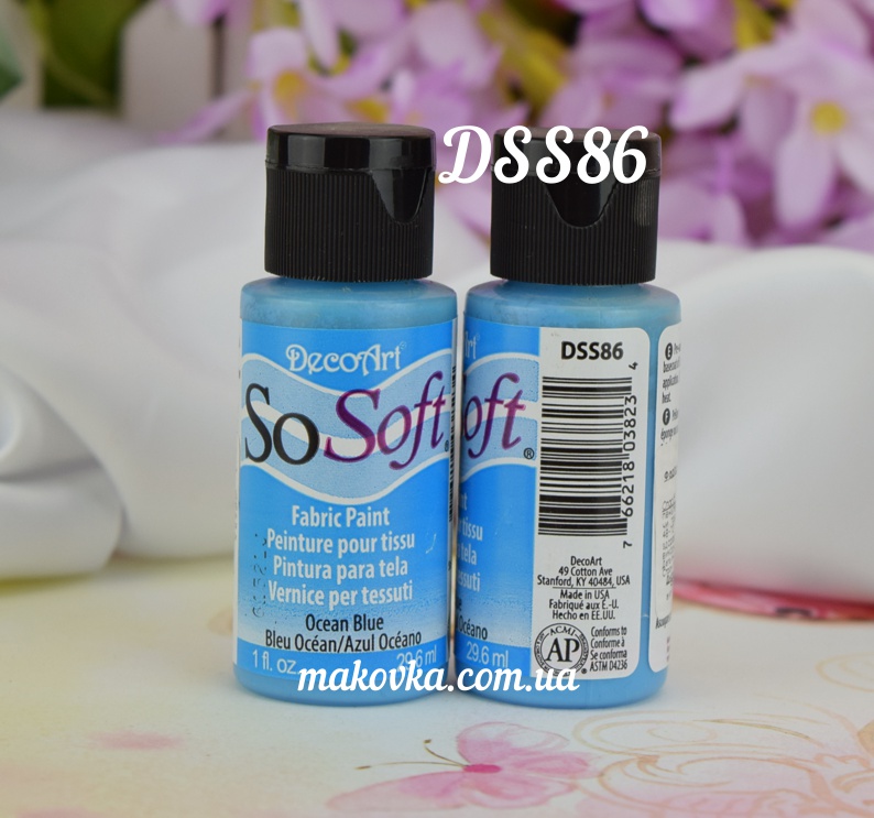 Краска акриловая для ткани, Голубая SoSoft, 29мл, DecoArt DSS86
