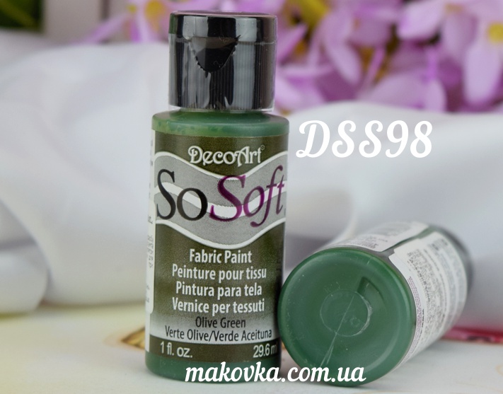 Краска акриловая для ткани, Зеленая Оливковая SoSoft, 29мл, DecoArt DSS98
