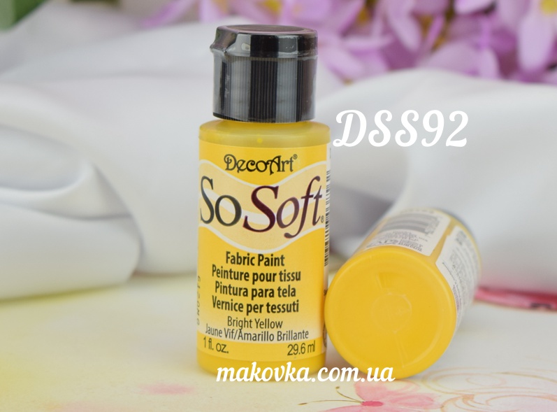 Краска акриловая для ткани, Желтая средняя SoSoft, 29мл, DecoArt DSS92