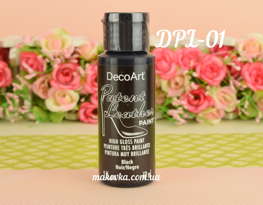 Краска для кожи глянцевая ЧЕРНАЯ, 59мл DecoArt DPL01