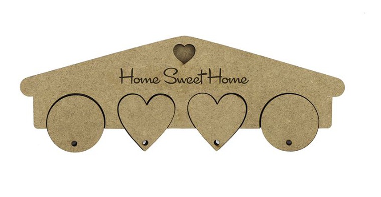 Ключниця Home Sweet Home, с 4-мя брелоками, МДФ, ROSA Talent