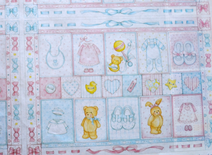 Декупажная карта Детский мотив медвежата, зайчата, сердечки, бантики, 50х70см, TO DO