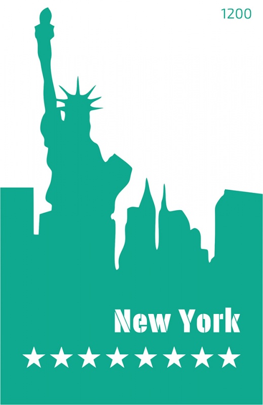 Трафарет самоклеющийся Фоновый Нью-Йорк Статуя свободы, серия Архитектура, 13х20 см, №1002