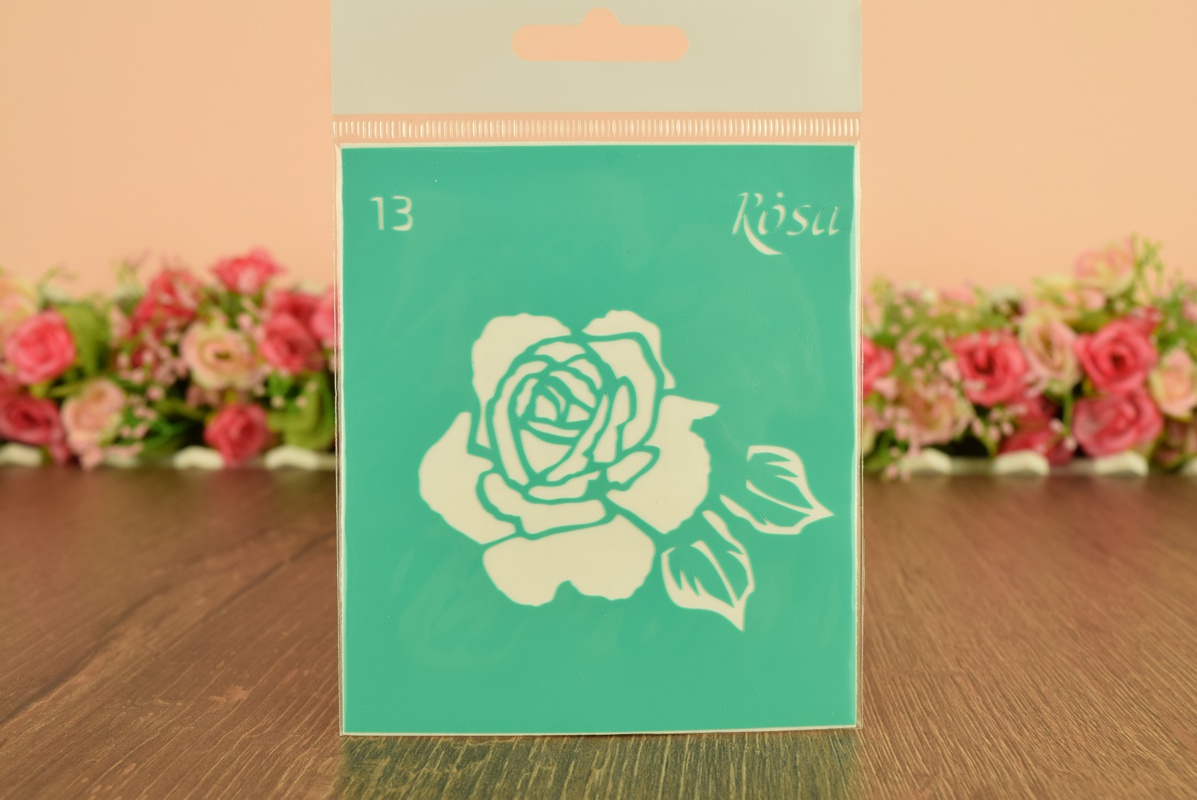 Трафарет самоклеющийся фоновый №13 роза, серия Цветы, 9х10 см, ROSA Talent