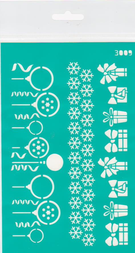 Трафарет самоклеющийся Снежинки шары подарки, серия С новым годом, 13х20 см, №3009