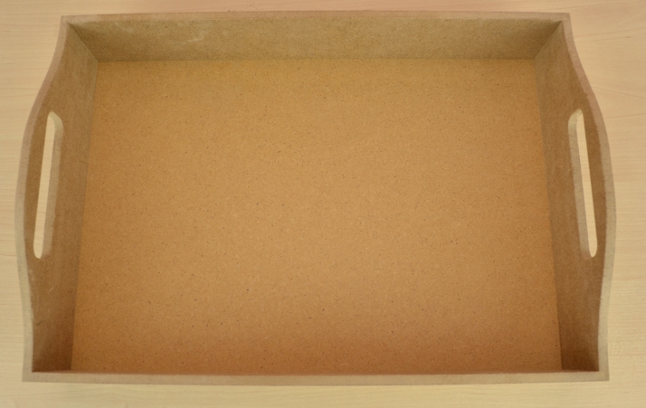 Поднос под декупаж, прямоугольный с бортиком и ручками, МДФ 25,5х36,5х6,5 см