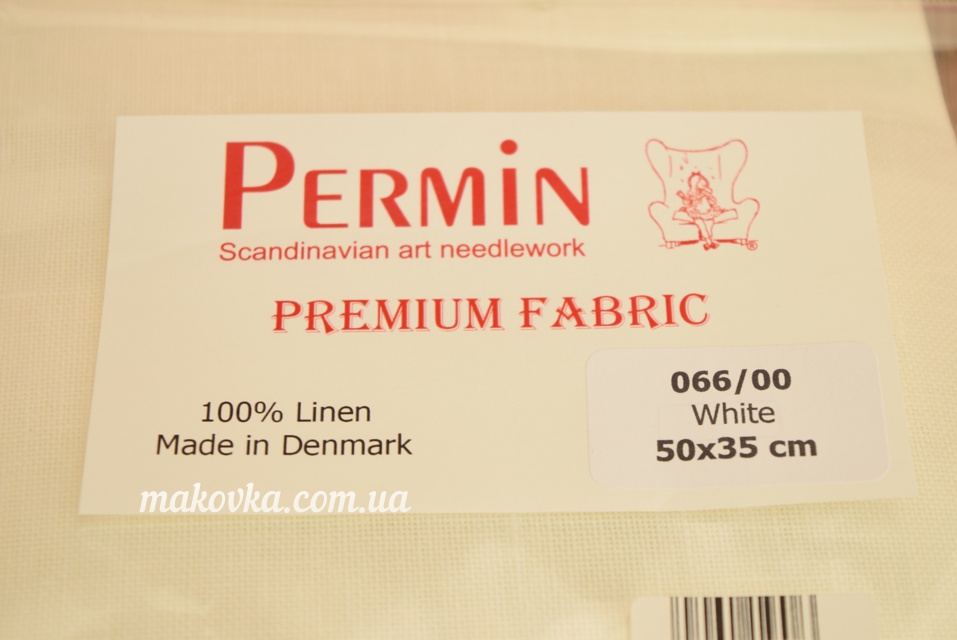 Ткань равномерная Permin 066(00) White, 100% Лен, 50х35см белая