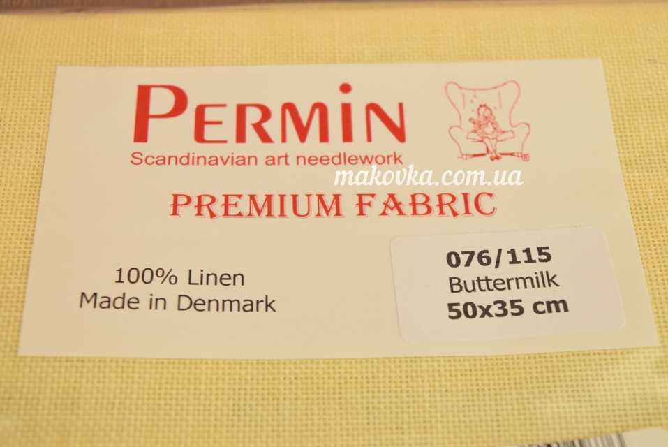 Ткань равномерная Permin 076(115) Buttermilk, 100% Лен, 50х35см сливки