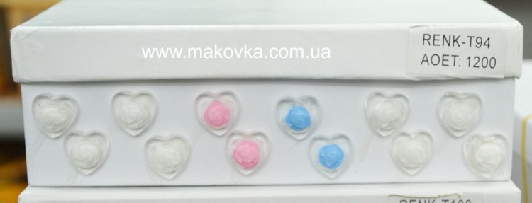 Пуговицы набор №Т-94 (1200 шт) детские, прозрачное сердце с розой