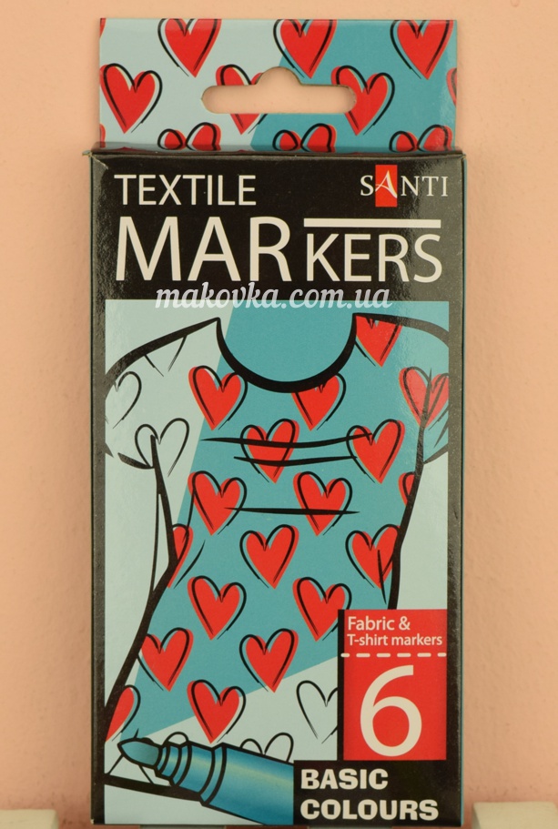 Набор маркеров для рисования на ткани Santi 6 шт 390489