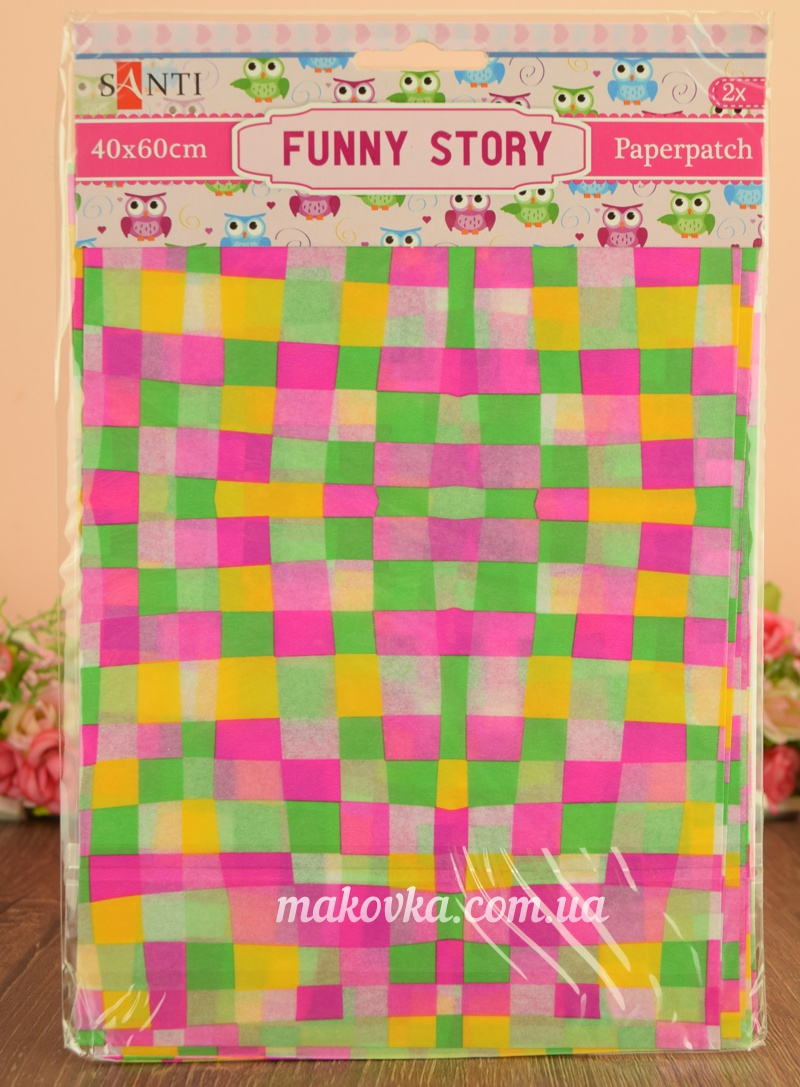 Бумага для декупажа Funny story (цветные квадратики), 2 листа 40*60 см Santi 952503