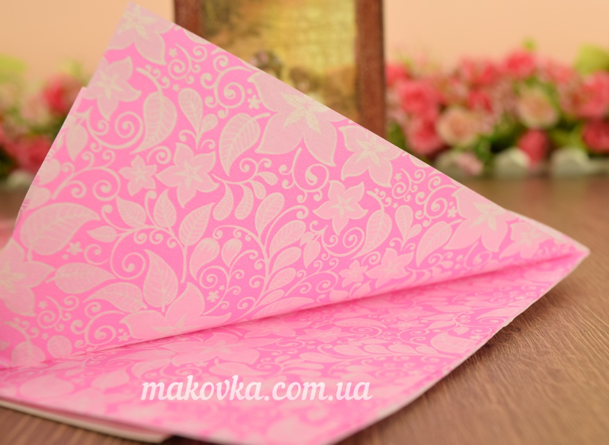 Бумага для декупажа Country garden (розовая с белыми цветами), 2 листа 40*60 см Santi 952515