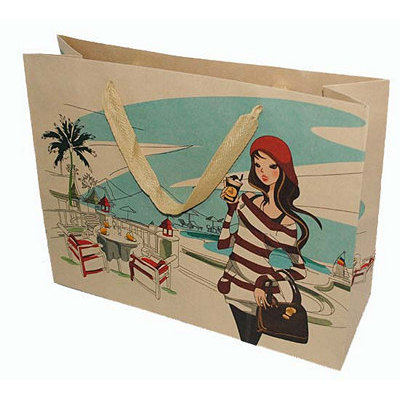 Пакет подарочный Девушка на курорте (290105) 26х34х11,5 см, Гуливер