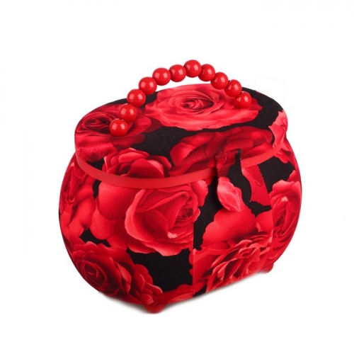 Шкатулка для рукоделия РТО 3798-RT-50, сундучок Красные Розы, с ручкой из бусин