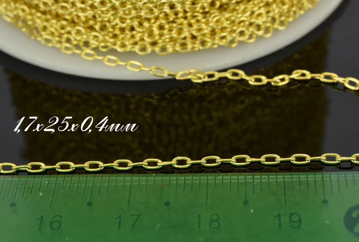 Металлическая цепь Микро №05, золотой цвет, 1,7х2,5х0,4 мм, 1 метр
