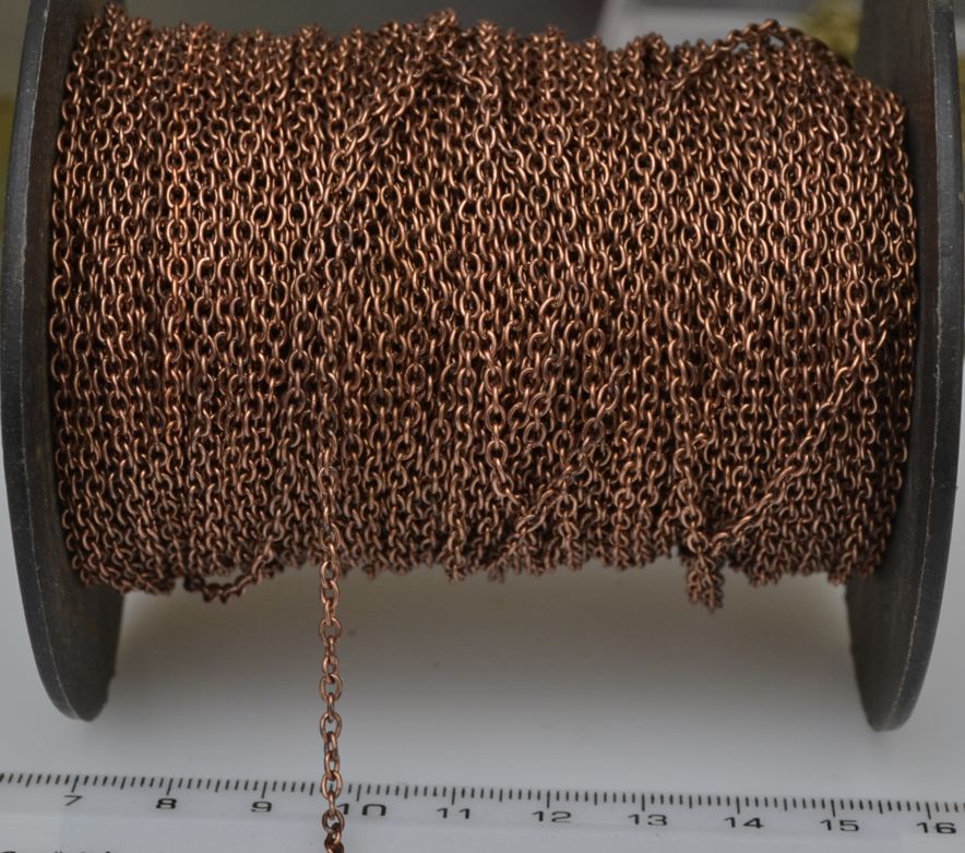 Цепь тонкая т-02, медь, 3 мм, 