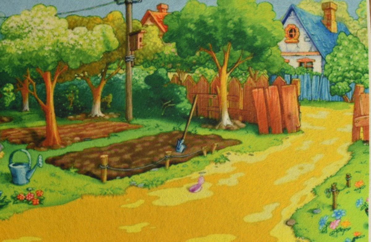 Фетр с рисунком Игровой фон 030 дача огород 2мм А4 1 шт