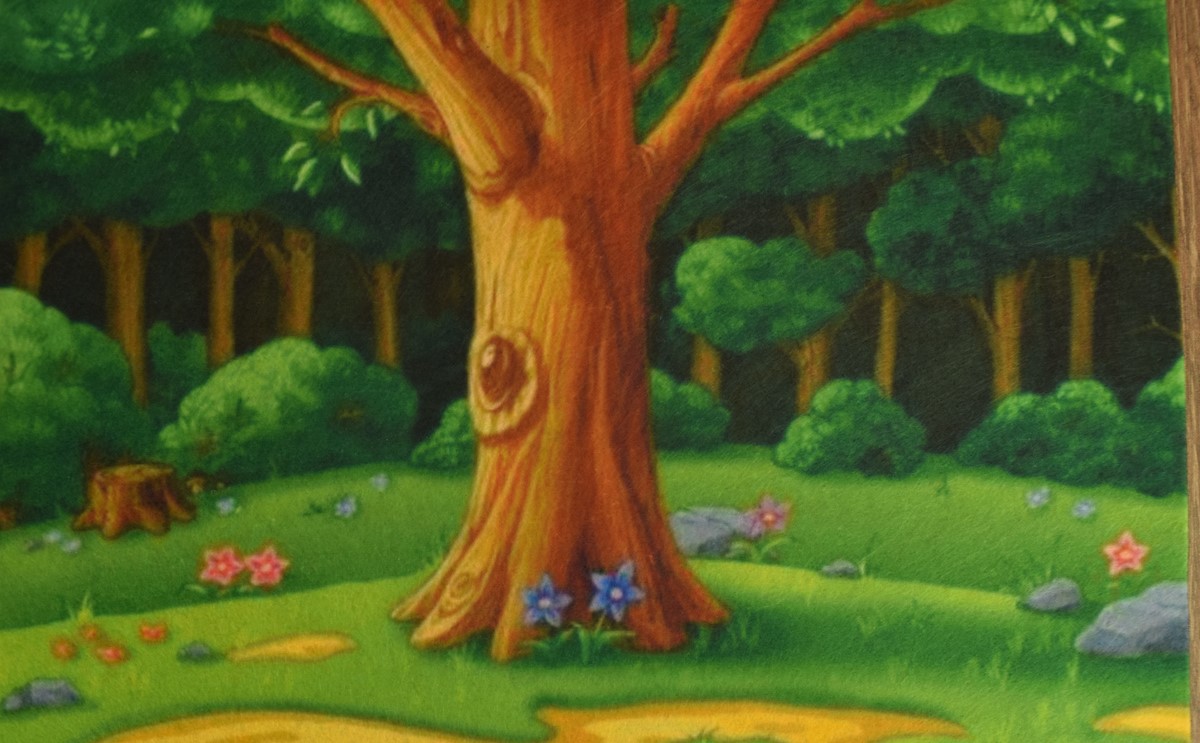 Фетр с рисунком Игровой фон 032 лес дерево берег 2мм А4 1 шт