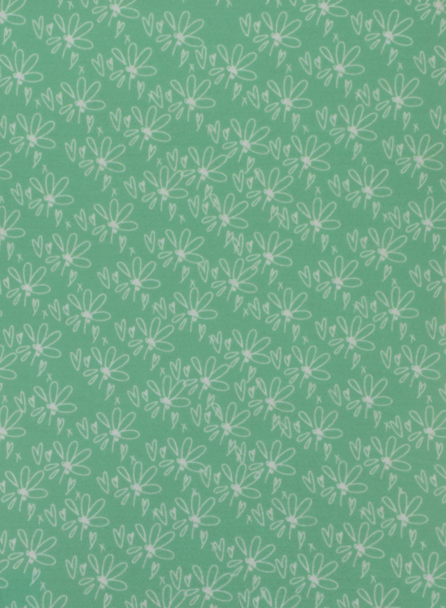 Фетр с рис. КОЛЛЕКЦИЯ №02 Салатовый с белыми ромашками, 2мм ПЭ,30х40см