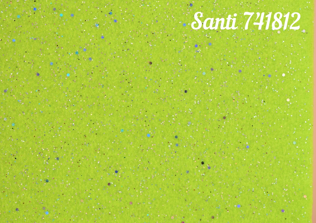 Фетр мягкий с глитером, ярко-салатовый, 741812, 21х30 см , 1 лист Santi