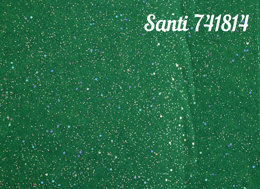 Фетр мягкий с глитером, зеленый, 741814, 21х30 см , 1 лист Santi