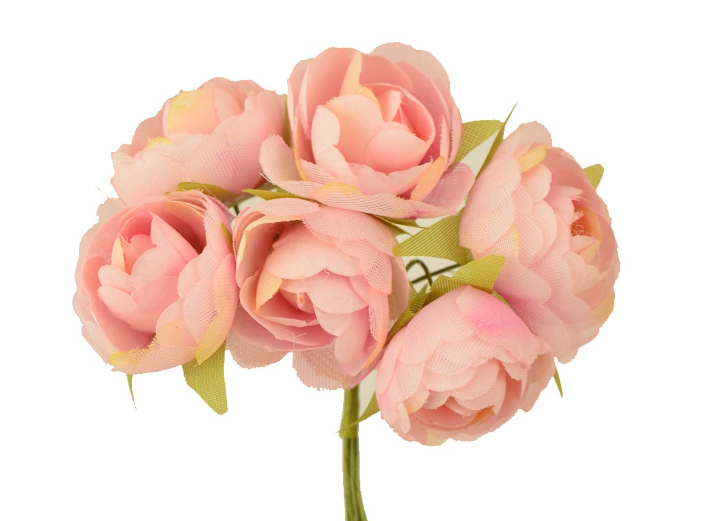 Цветы ПИОНЫ пышные, 3 см, тканевые, 6шт, Розовые