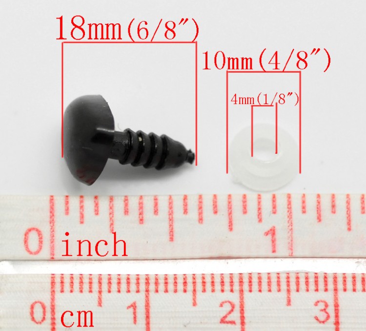 Глазки круглые 14х18 мм (10х4 мм) на ножке, черные, 4 пары