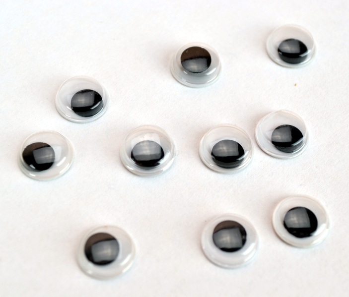 Глаза для игрушек двигающиеся 10 мм, самоклеющиеся, 10шт/уп