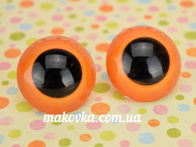 Глаза игрушечные Оранжевые с черным, 30х25мм,круглые, на ножке 1 пара 