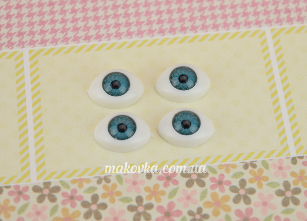 Глазки для кукол, овальные 12х8 мм (зрачок 5 мм), голубые, 2 пары
