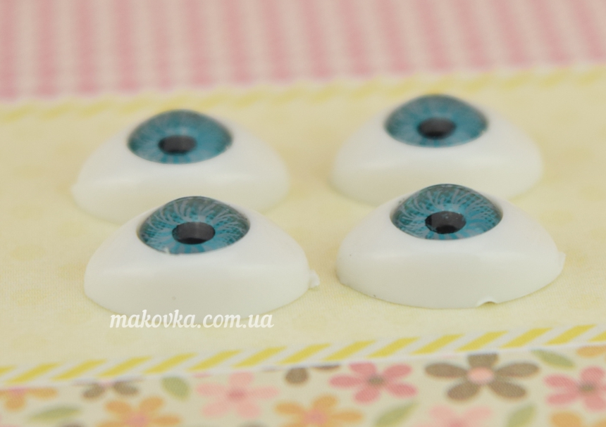 Глазки для кукол, овальные 12х8 мм (зрачок 5 мм), голубые, 2 пары