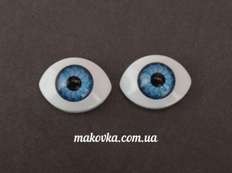 Глазки для кукол, овальные 13,5х9,5 мм, голубые, 1 пара