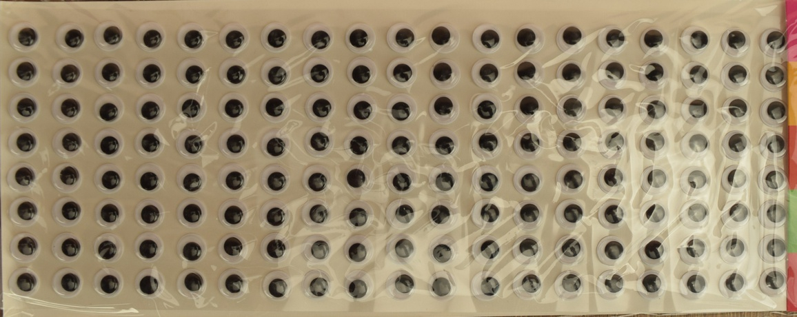 Глазки для игрушек 10 мм, черно-белые, самоклеящиеся, 150-152 шт на планшете 