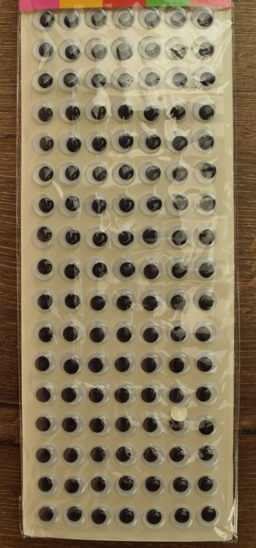 Глазки для игрушек 12 мм, черно-белые, самоклеящиеся, 119 шт на планшете 