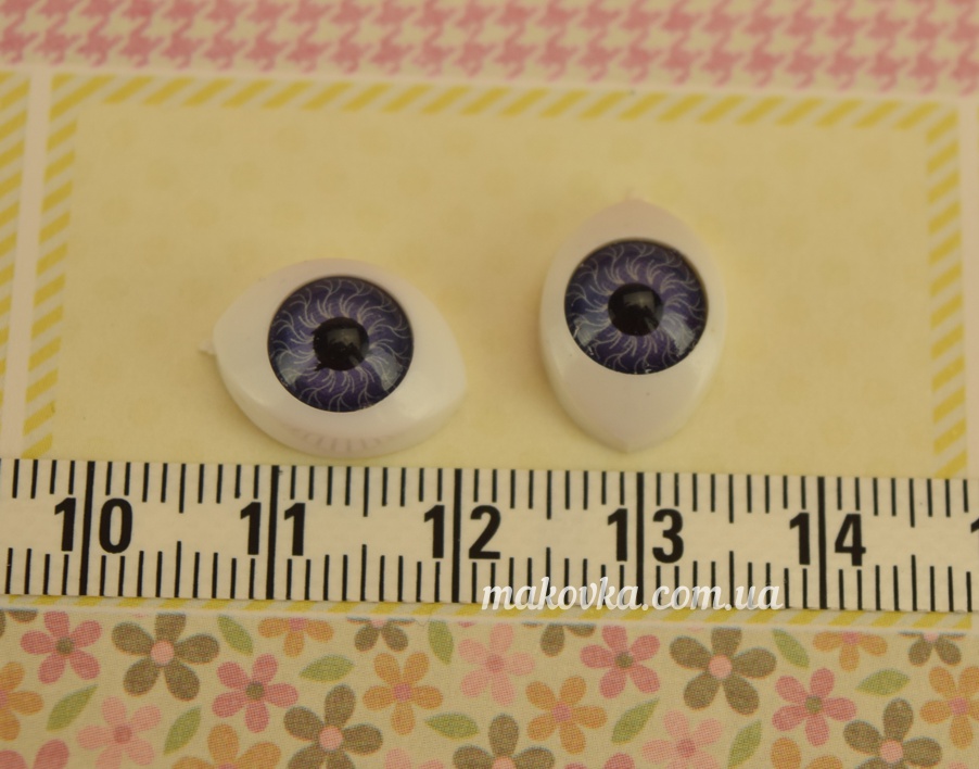Очки для ляльок, овальні 14х10 мм сіро-блакитні, 1 пара