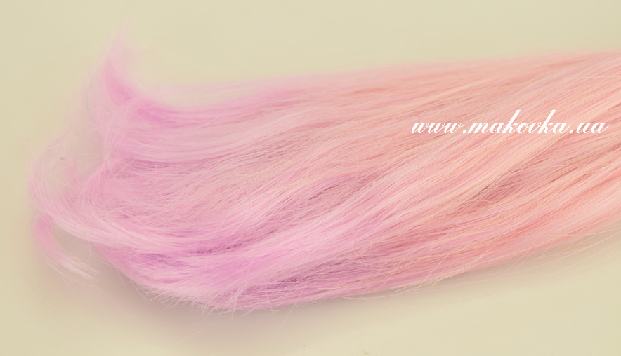 Кукольные волосы ОМБРЕ ПОЛУЗАКРУЧЕННЫЕ розово-сиреневые, длина 15 см / около 1 м,  570891 №3/14