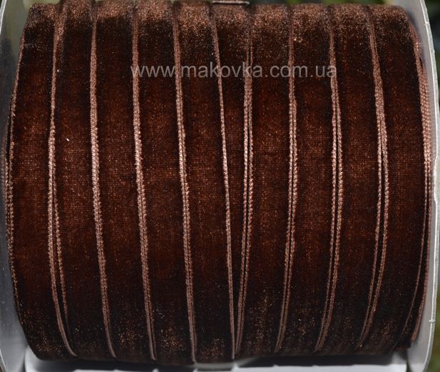 Бархатная лента 10 мм, коричневая